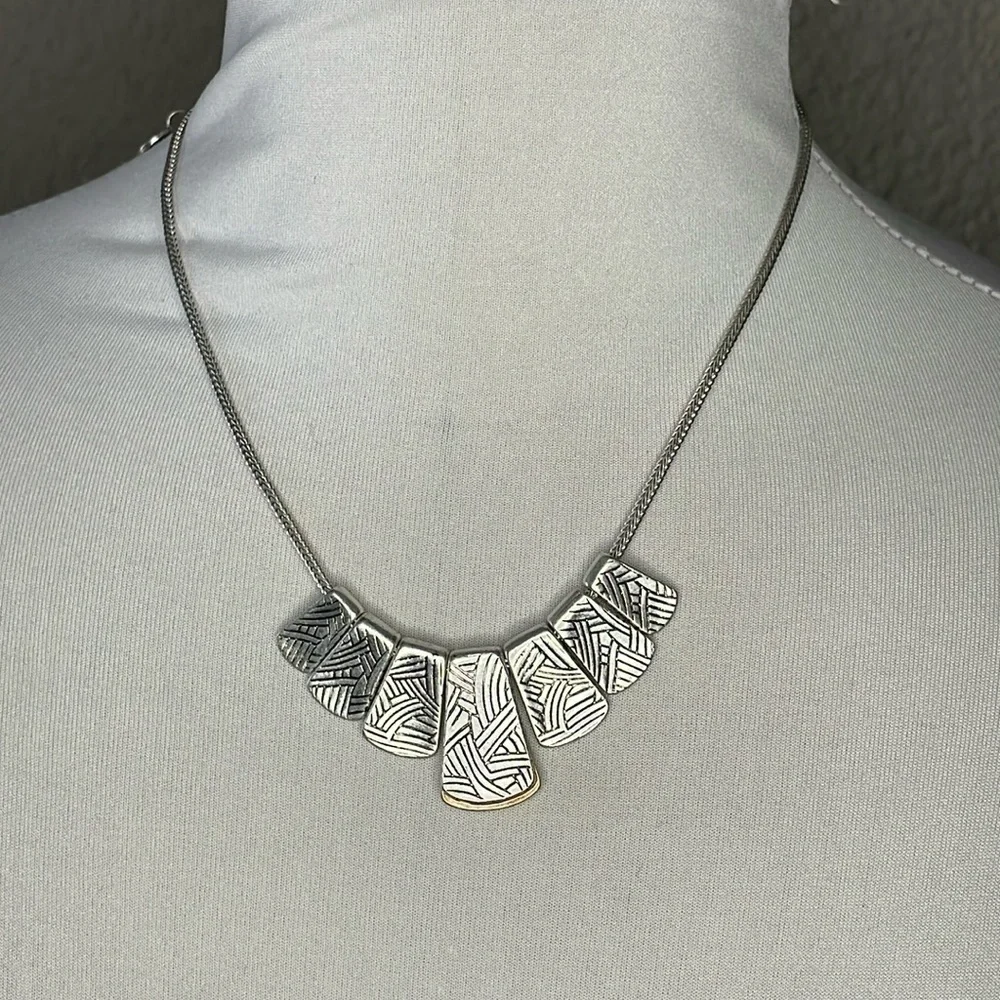 NWT The Sak Paddle Charm Necklace Silver Gold Tone